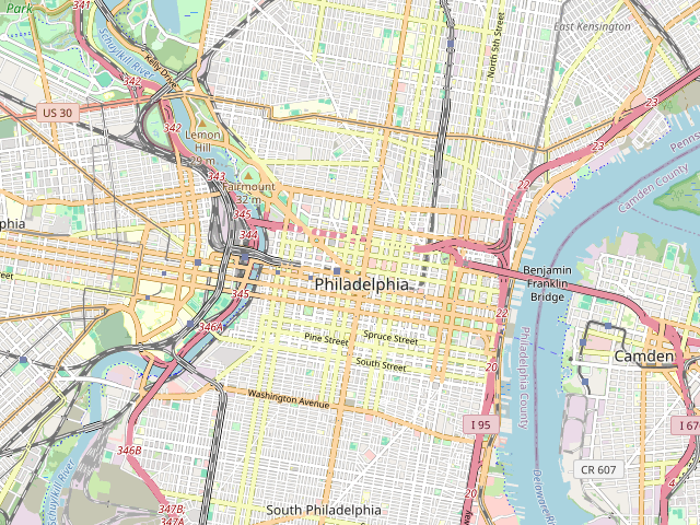 Map of Philadelphia, PA